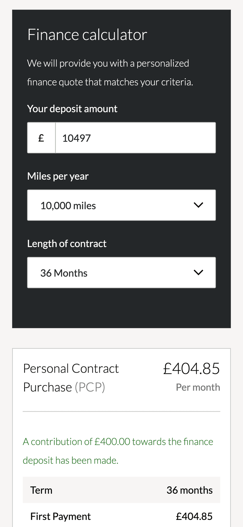 harwoods finance calculator